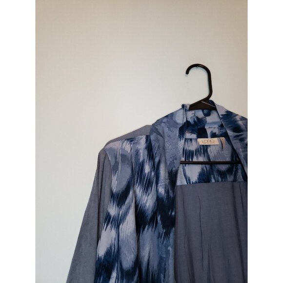 Lori Goldstein Logo Womens Plus Sz 1X Cardigan Waterfall Open Front Blue Gray - Picture 4 of 6